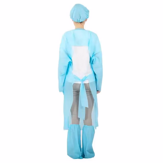 Médico impermeable/plástico CPE/Poly/PE/Scrub/Operation/PP/SMS Bata quirúrgica de aislamiento de protección desechable no tejida para médico/cirujano/paciente/visitante/Mavogel