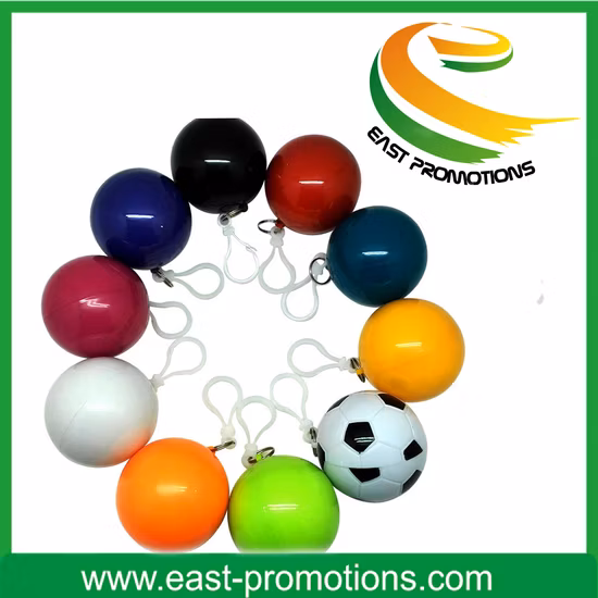 Poncho impermeable desechable con bola de llavero para promoción