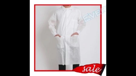 Polipropileno/No tejido/PP/SMS/Médico/Quirúrgico/Estándar Impermeable Protección para visitantes Bata de laboratorio Chaqueta protectora Bata de laboratorio desechable Capa antipolvo para laboratorio