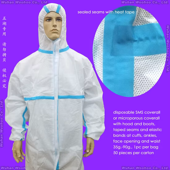 Médico impermeable/plástico CPE/Poly/PE/Scrub/Operation/PP/SMS Bata quirúrgica de aislamiento de protección desechable no tejida para médico/cirujano/paciente/visitante/hospital