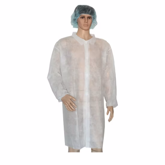 Bata de laboratorio desechable Bata de laboratorio de polipropileno profesional Chaqueta de ciencia Abrigos de visitante industrial con bolsillos grandes Puños elásticos para niños Aula de adultos